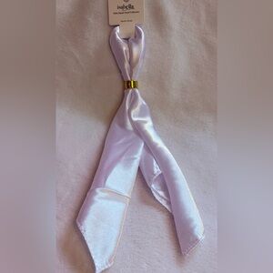 Abella Satin Scarf in White with Gold Ring